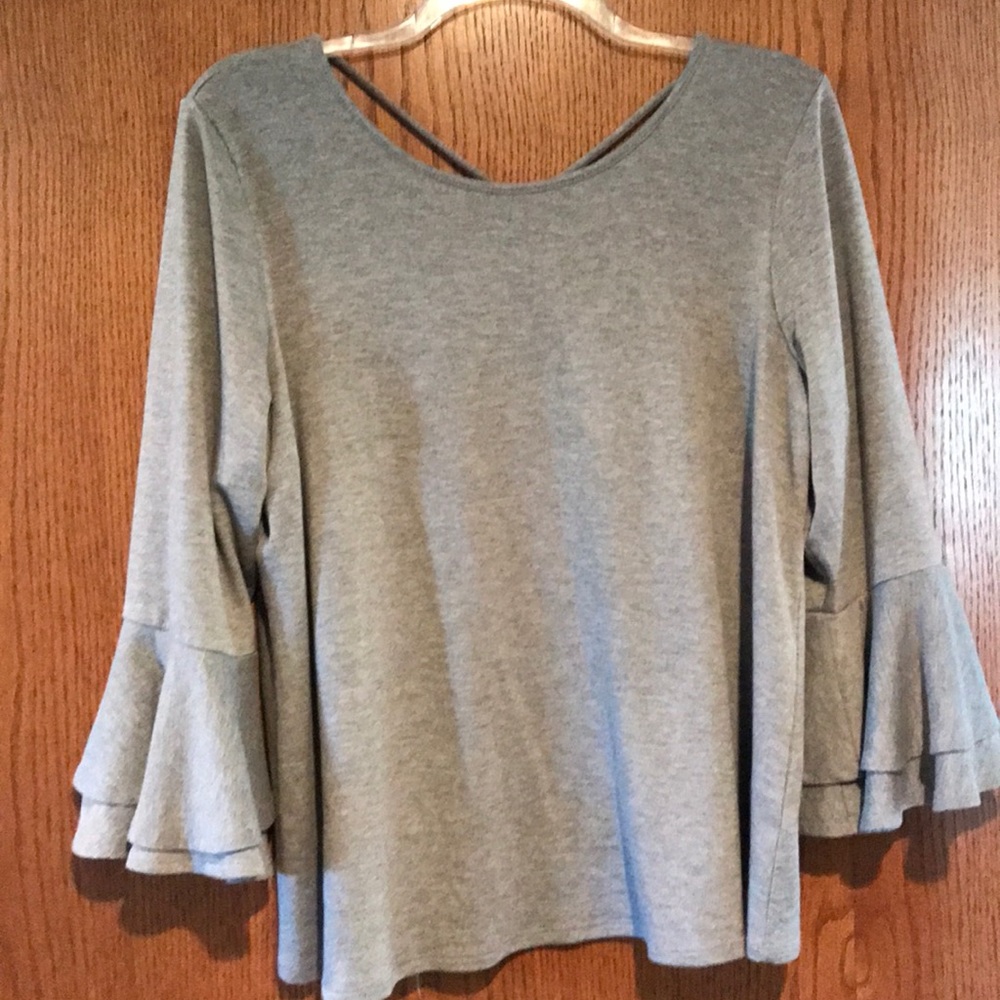 Lane Bryant Grey Bell Sleeve T-shirt